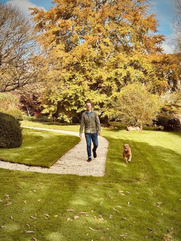 Leigh walking with dog